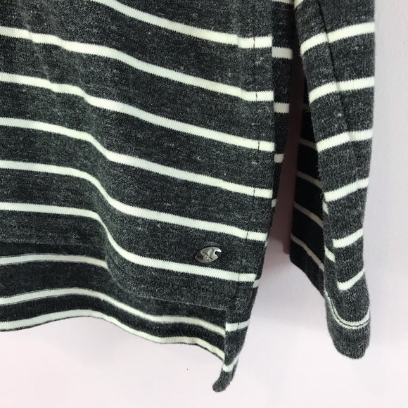 AMERICAN EAGLE Heathered Striped V Neck Split Hem Pullover Hoodie Sweatshirt M - Picture 7 of 10
